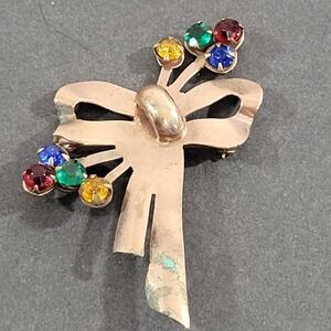 Brookraft Abstract Brooch Jewel Tone Stones Vintage Art to Wear 3"